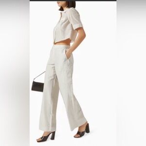 Frame Denim Cream striped Wide Leg Pants